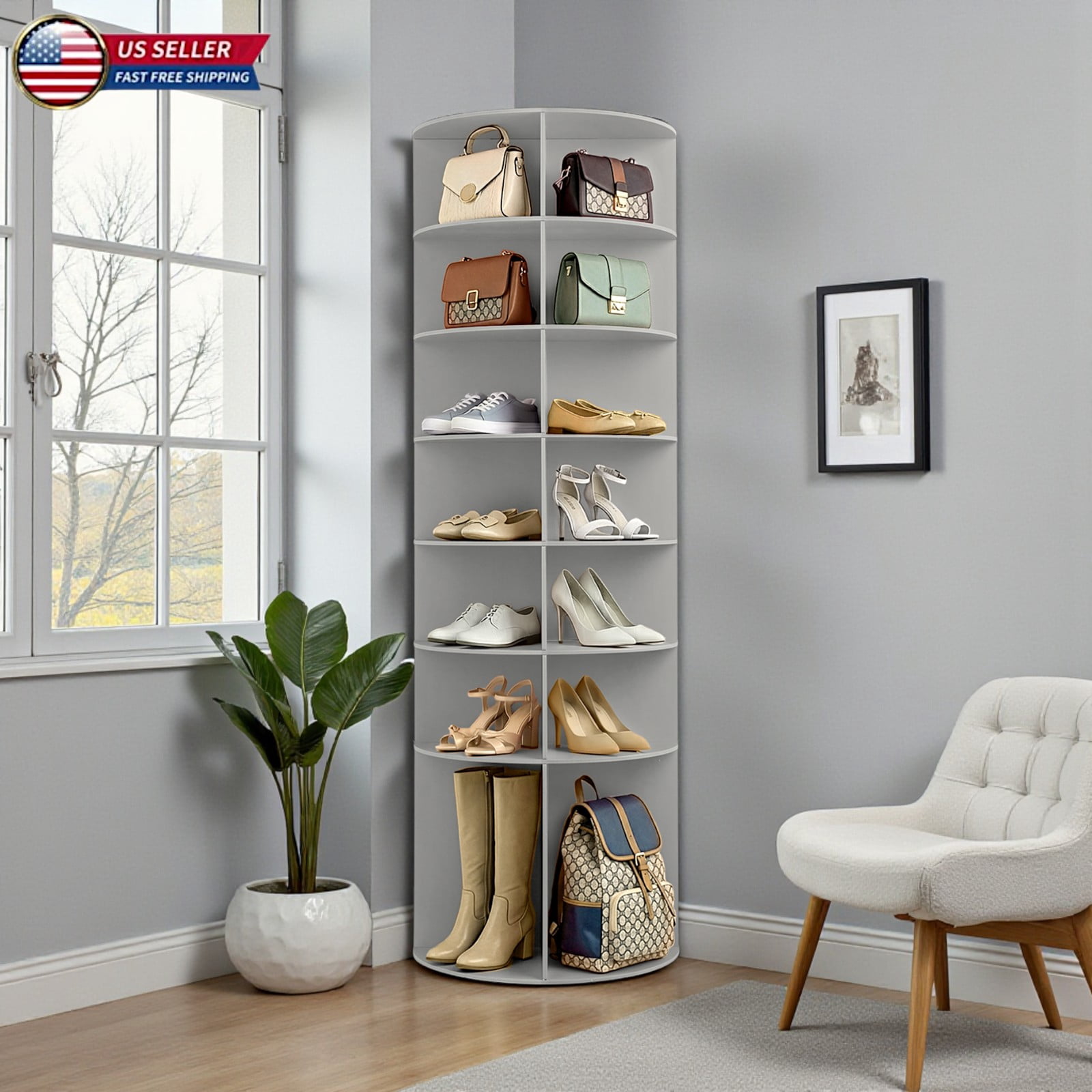 Hassch Rotating Shoe Rack Tower, 72.44