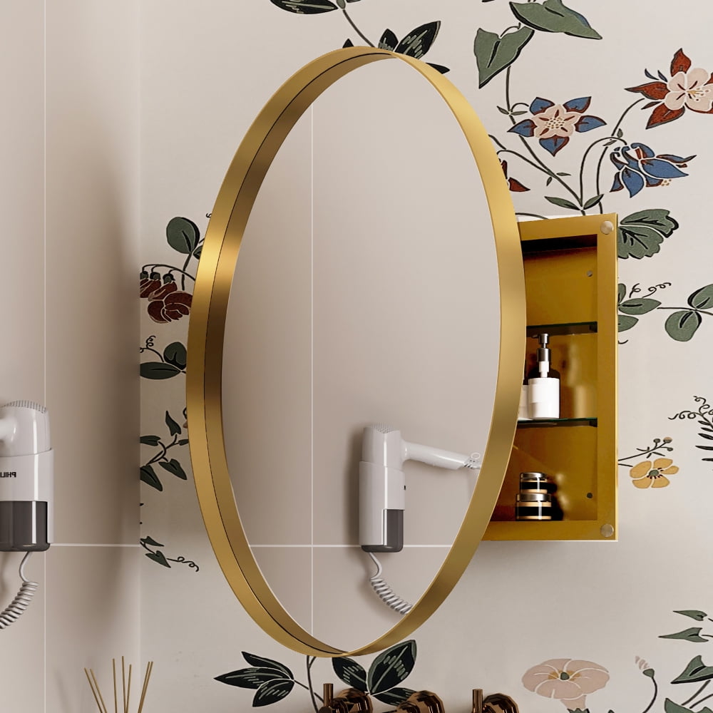 Hassch Round Recessed Medicine Cabinet with Mirror, 31.5'' Modern Matte ...