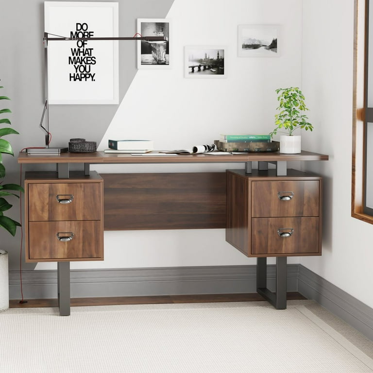 Hassch Rustic Computer Desk Home Office Wood Writing Study Table