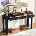 thumbnail image 1 of Hassch Rustic Console Table with Storage, 52 Inch Sofa Table with 3 Drawers, Behind Couch Table for Living Room, Entryway, Hallway, Black, 1 of 10