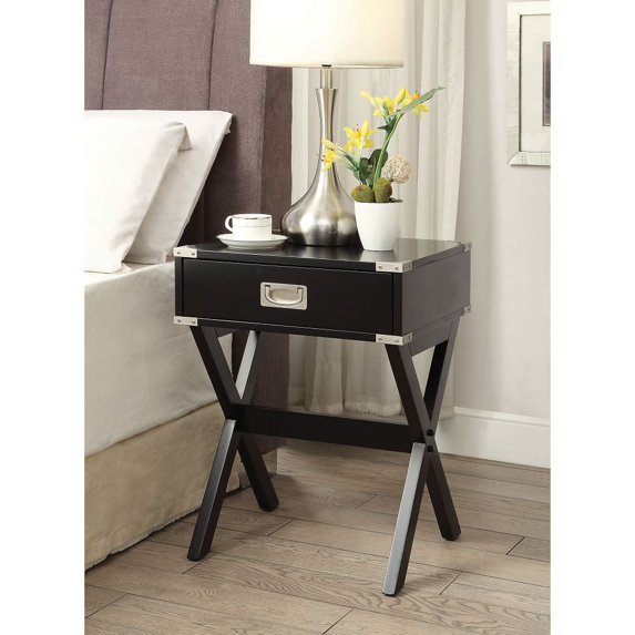Hassch Rustic Nightstand Wood End Table Side Table with 1 Storage Drawers, Black