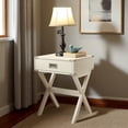 thumbnail image 1 of Hassch 1-Drawer End Table with Flush Pull & Metal Corner Accent, Square Side Table for Bedroom or Living Room (White), 1 of 10