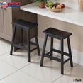 thumbnail image 1 of Hassch Saddle-Seat Kitchen Counter Barstools Set of 2, 24.2-Inch Height, Solid Wood Backless Pub Stools, Easy to Assemble, Black, 1 of 10