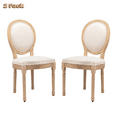 thumbnail image 1 of Hassch Set of 2 Upholstered Dining Chairs in Beige, Modern Farmhouse Accent Side Chairs with Linen Fabric Oval Backrest, Padded Cushion Seat and Wooden Legs, 1 of 9
