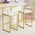 thumbnail image 1 of Hassch Set of 2 Upholstered Velvet Counter Height Bar Stools, Armless Design with Soft Cushioned Seat and Reinforced Metal Base, 220lb Capacity (White+Gold), 1 of 8