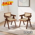 thumbnail image 1 of Hassch Set of 2 Rattan Dining Chairs, Modern Armchair with Wood Frame, Kitchen Chair for Home Office, Walnut, 1 of 6