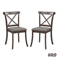 thumbnail image 1 of Hassch Set of 2 Wooden Dining Chairs, X-Back Side Chairs with Fabric Upholstered Seat, Rustic Kitchen or Dining Room Chairs (Dark Brown), 1 of 6