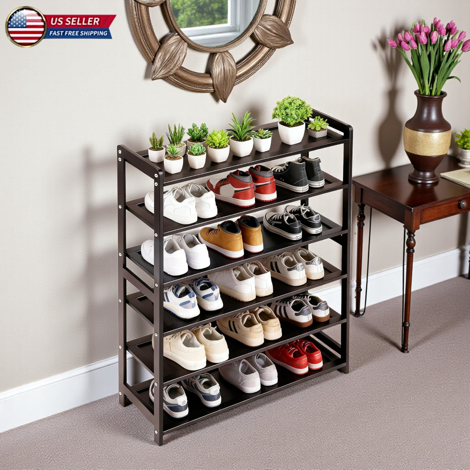 Moveable Shoe Rack Hassch Shoe Rack | 6-Tier Shoe Shelf Organizer for Closet, Entryway ...