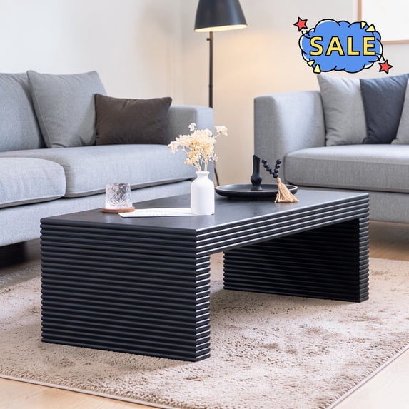 Hassch Simple Coffee Table, 47.6 Inch Rectangle Cocktail Table, Modern Center Table for Living Room, Black