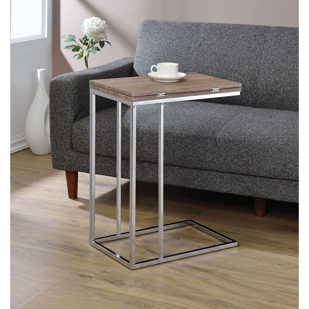 Hassch Simple Side Table Sofa End Table with Folding Desktop, Oak