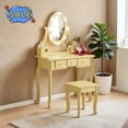 thumbnail image 1 of Hassch Small Vanity Desk with Lighted Mirror and Stool, Makeup Table with 5 Drawers, 23.6" Dressing Table with 2 Boxes for Bedroom, Easy Assembly, Orange, 1 of 6
