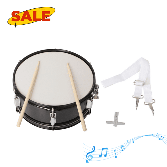Hassch Snare Drum 14x5.5 inches for Beginners, Marching Drum with Strap, Wrench and Drumsticks, Black