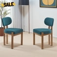 thumbnail image 1 of Hassch Solid Wood Dining Chairs with Chenille Upholstery, 2-Pack, Thick Foam Cushioned Seat, Ergonomic Backrest, Adjustable Feet for Home & Office (Teal), 1 of 8
