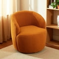 thumbnail image 1 of Hassch Teddy Fabric Swivel Barrel Chair in Caramel, Upholstered Modern Accent Lounge Armchair with 360° Rotation Metal Base, 1 of 7