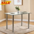 thumbnail image 1 of Hassch Tempered Glass Dining Table with Metal Legs, 43in Rectangular Kitchen Table for Home Office, Transparent, 1 of 6