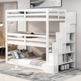 thumbnail image 1 of Hassch Twin Size Triple Bunk Bed With Storage Staircase,Separate Design,White, 1 of 9
