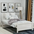 thumbnail image 1 of Hassch Twin Size Wood Platform Bed with Headboard,Footboard and Wood Slat Support, White, 1 of 9