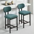 thumbnail image 1 of Hassch Upholstered Barstools Set of 2, Armless Counter Height Bar Stools with Curved Backrest, Padded Seat & Sturdy Metal Legs, Antique Green, 1 of 9