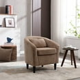 thumbnail image 1 of Hassch Upholstered Corduroy Accent Barrel Chair with Soft Padded Armrests and Wasit Pillow, Modern Club Chair for Living Room Bedroom Waiting Room Office, Camel, 1 of 9