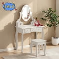 thumbnail image 1 of Hassch Vanity Set with Lighted Mirror and Stool, 23.6 Inch Makeup Dressing Table with 5 Storage Drawers for Small Space, White, 1 of 6
