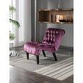 thumbnail image 1 of Hassch Velvet Accent Chair, Upholstered Armless Side Chair for Living Room, Modern Lounge Chair with Tufted Back and Rolled Edge Design, Comfy Reading Chair with Solid Rubber Wooden Legs, Purple, 1 of 9