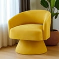 thumbnail image 1 of Hassch Velvet Swivel Barrel Chair, 360 Degree Upholstered Accent Armchair with Sloped Arms and Ergonomic Backrest, Modern Single Chair for Living Room Bedroom (Yellow), 1 of 7