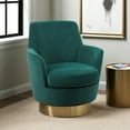 thumbnail image 1 of Hassch Velvet Upholstered Swivel Barrel Chair with Gold Stainless Steel Base, Modern Comfortable Living Room Lounge Chair with Deep Cushioned Seat (Emerald), 1 of 8