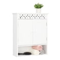 thumbnail image 1 of Hassch Wall Mounted Bathroom Storage Cabinet with 2 Doors, 3-Tier Shelf, Carved Design, White, 1 of 8