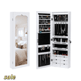 thumbnail image 1 of Hassch Wall Mounted Jewelry Storage Cabinet with Mirror, 8 Led Light and 6 Drawers, Lockable Jewelry Armoire Cabinet, Saving Space, 14.3 "L x 4.8" W x 42.5 "H, White, 1 of 7