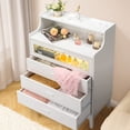 thumbnail image 1 of Hassch White Dresser for Bedroom with 4 Drawers, Tall Chest of Drawers with LED Lights and Glass Panels, Large Storage Wood Dressers Organizer with Charging Station, for Bedroom, Living Room, Hallway, 1 of 9