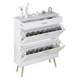 thumbnail image 1 of Hassch White Shoe Storage Cabine, Shoe Organizer Cabinet with 2 Flip Drawers, Freestanding Shoe Storage Rack, Wood Shoe Organizer for Entryway, Living Room and Closet, 1 of 6