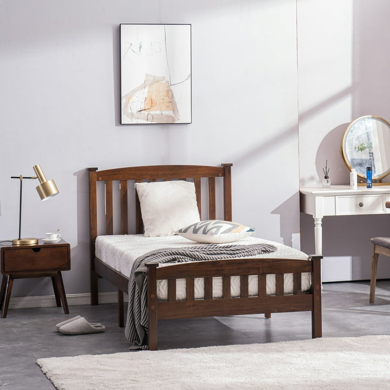 Walnut color bed frame deals