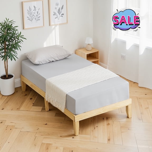 Hassch Wood Bed Frame, Twin Size Platform Bed, No Box Spring Needed, Easy Assembly, Natural