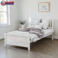 thumbnail image 1 of Hassch Wood Bed Vintage Platform Bed Frame Twin Size Country Style Bed, White, 1 of 9