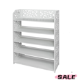 thumbnail image 1 of Hassch Wood-Plastic Freestanding Shoe Rack, 5-Tiers Shoe Storage Organizer, Shoe Shelf with Hollow Carved Design, Space Saving, White, 1 of 6