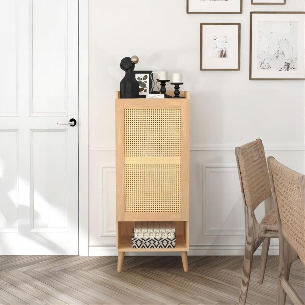 Hassch Wooden Storage Sideboard Single Rattan Door Display