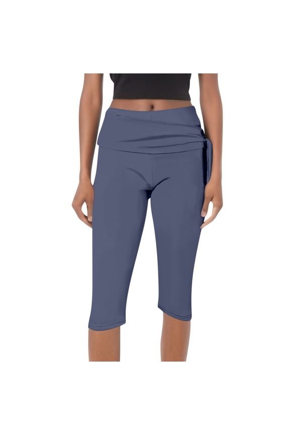Clearance Elastic Waist Pants for Women Womens Pants for Summer Cropped High Waist Yoga Pants Comfy Stretchy Leggings Workout Compression Pants Capri Pants for Women Navy L