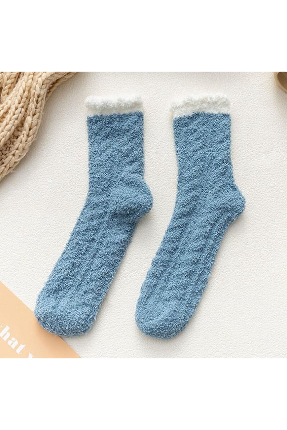 Clearance! Fashion Keep Warm Women Fashion Patchwork Ladies Patchwork Thick Socks Dark Blue One Size Overstock Items Clearance All Prime