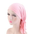 thumbnail image 1 of Hassda Clearance! Fashion Women Reversible Adjustable Beading Braid Hat Muslim Ruffle Cancer Wrap Cap Sleep Caps Satin Lined Hair Bonnets Pink One Size Overstock Items Clearance All Prime, 1 of 4
