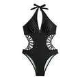 thumbnail image 1 of Hassda Clearance High Waisted Bikini Sets For Women Women Bikini Swimsuit Set With Thin Ribbon Neck Sexy Hollow Out Swimsuit Set Two Piece Swimsuit For Women Black S-XL, 1 of 5