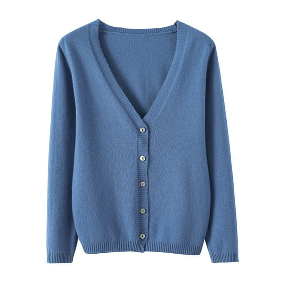 Hassda Clearance Knit Cardigan Sweaters Women's Button Up Coats Women's Spring and Autumn Leisure Loose Solid Long Sleeve V Neck Button Knitted Soft Cardigan Coat S-XXL
