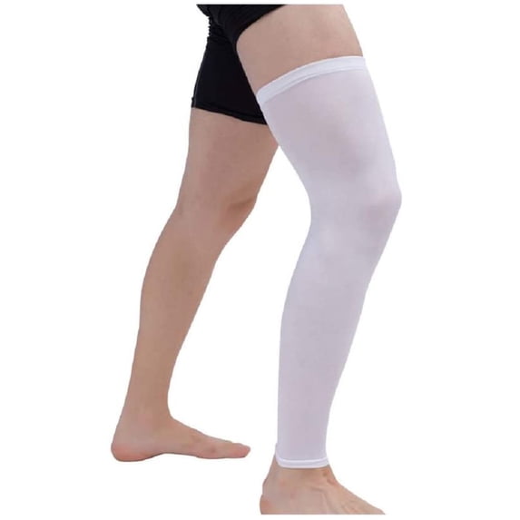 Women's & Men's Compression Leg Sleeves, Calf Tibia Support Sleeve for Running, Cycling, Basketball, Sports & Workout, High Elasticity Silicone Grip - White