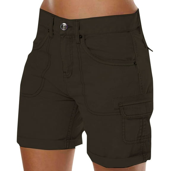 Hassda Clearance Linen Shorts for Women Women Cargo Shorts Summer Loose Hiking Shorts with Pockets Beach Shorts for Women Gray XXXL