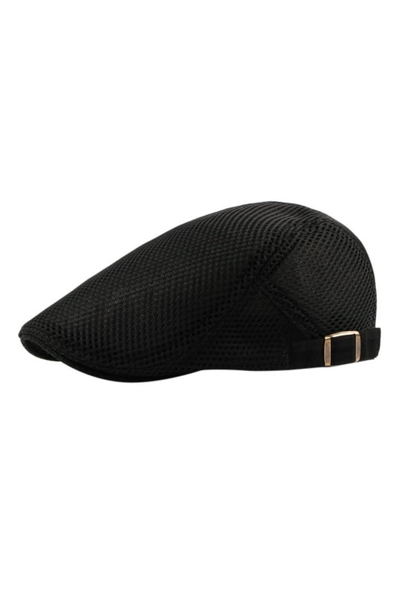 Clearance! Men Breathable Mesh Summer Hat Newsboy Beret Ivy Cap Cabbie Flat Cap Black One Size Overstock Items Clearance All Prime