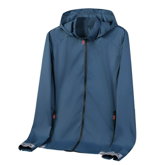 Hassda Clearance Men's Casual Jackets Male Spring and Summer Ice Silk Thin Long Sleeved Zipper Hooded Solid Color Jacket M-4XL