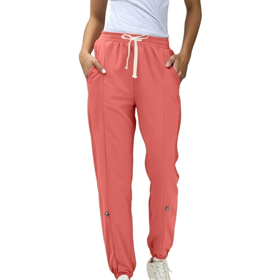 Hassda Clearance Petite Sweatpants for Women Teen Girls Bottom Sweatpants Baggy High Waist Elastic Jogger Pants Drawstring Athletic Pants Y2K Preppy Pants Jogger Sweatpants Women Watermelon Red L