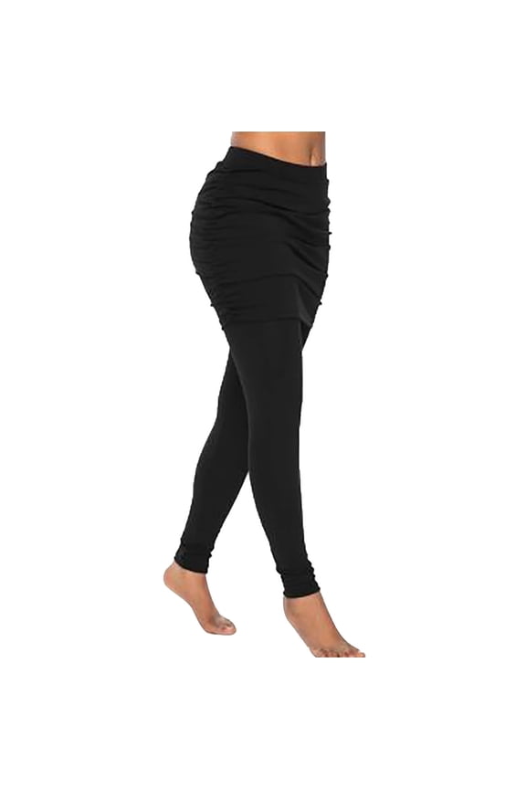 Clearance Plus Size Leggings for Women Running Leggings for Women Womens Athleisure Ultra Soft Knit Foldover Ruched Skirted Yoga Leggings S-4XL