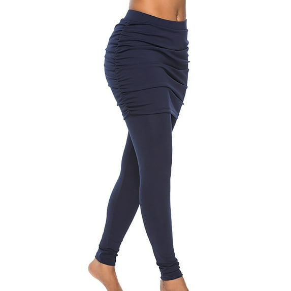 Hassda Clearance Plus Size Leggings for Women Running Leggings for Women Womens Athleisure Ultra Soft Knit Foldover Ruched Skirted Yoga Leggings S-4XL