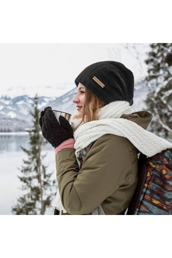 Clearance! Women Warm Solid Knitted Pile Pile Hat Pullover Cap Black One Size Overstock Items Clearance All Prime