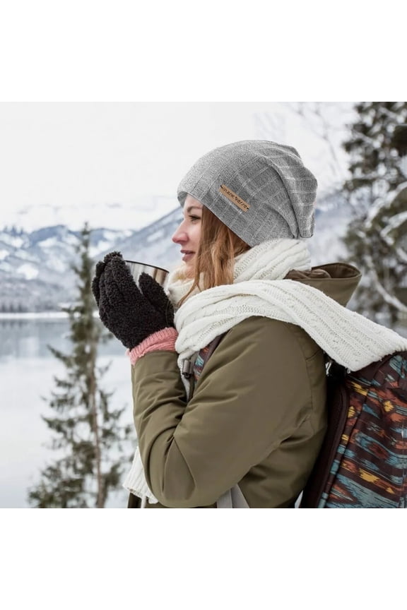 Clearance! Women Warm Solid Knitted Pile Pile Hat Pullover Cap Gray One Size Overstock Items Clearance All Prime